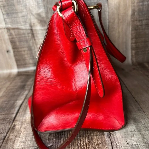 RLL Ralph Lauren Red Leather tote shoulder Handbag - Picture 7 of 15